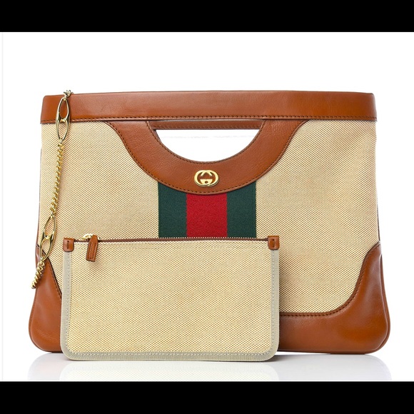 Gucci Handbags - Gucci Vintage Chain Shoulder Bag Web Canvas